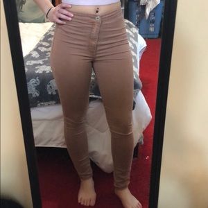 Tan/nude skinny uber high rise jeans!